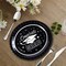 25 Count Betallic Congrats Graduation Party Black School Colors Paper Banquet Plates Disposable Dinner Plates 11 3/4" x 10"